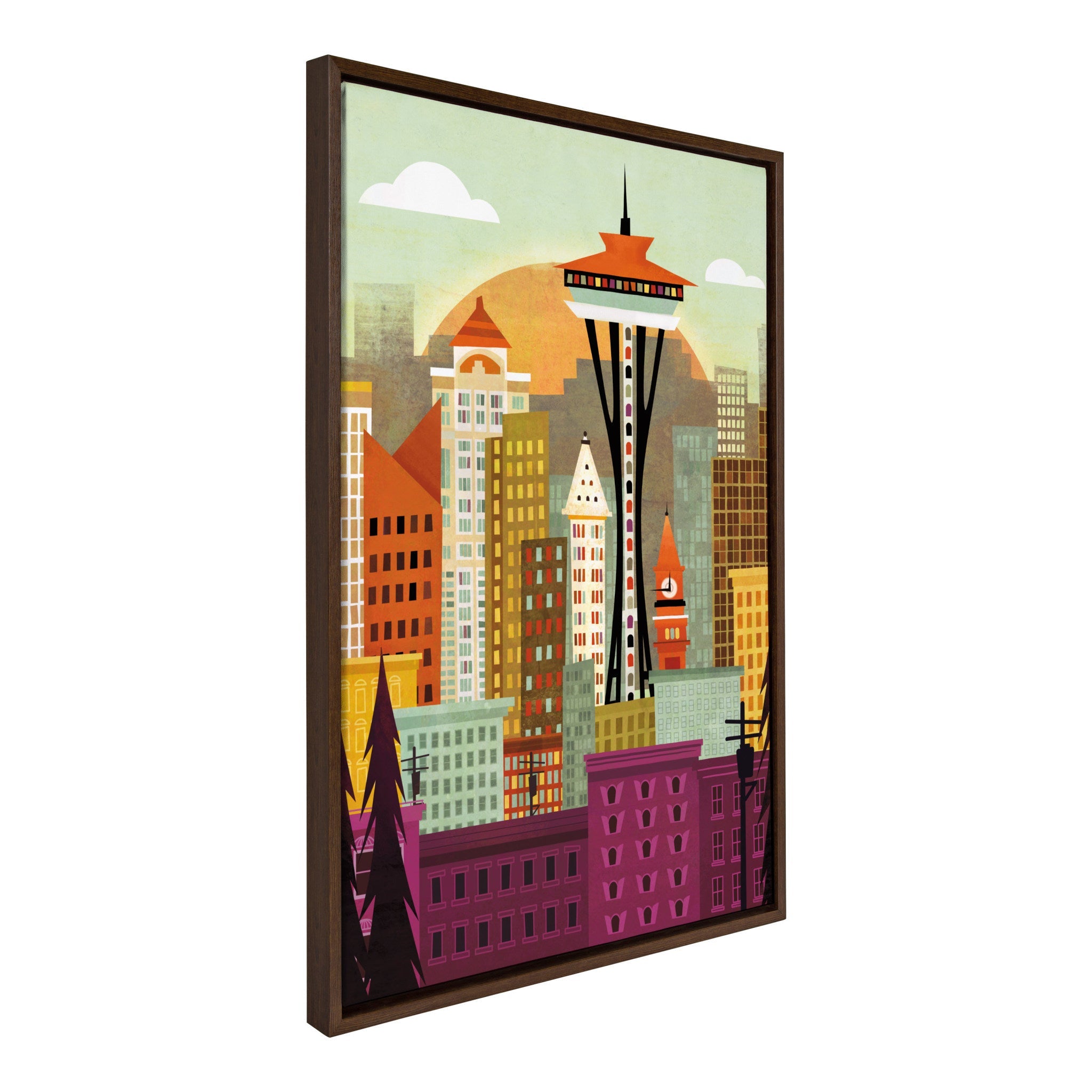 Sylvie Seattle Skyline Framed Canvas by kateandlaurel - product image 2 for Resin Society