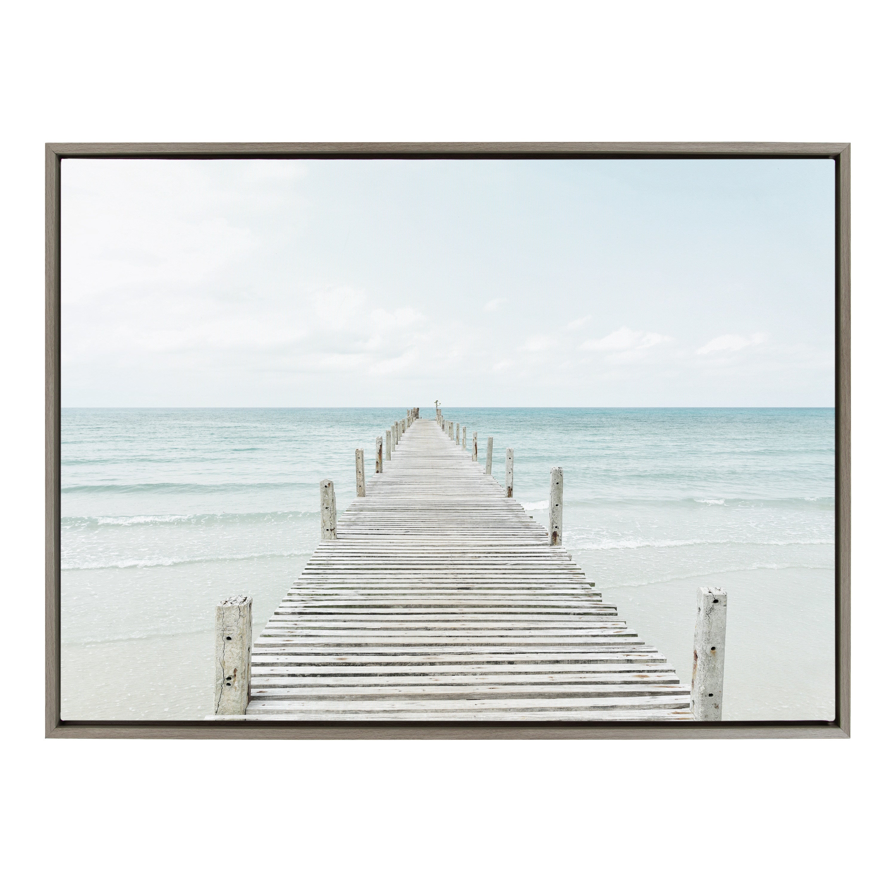 Sylvie Wooden Pier on Beach Framed Canvas by Amy Peterson Art Studio by kateandlaurel - product image 9 for Resin Society