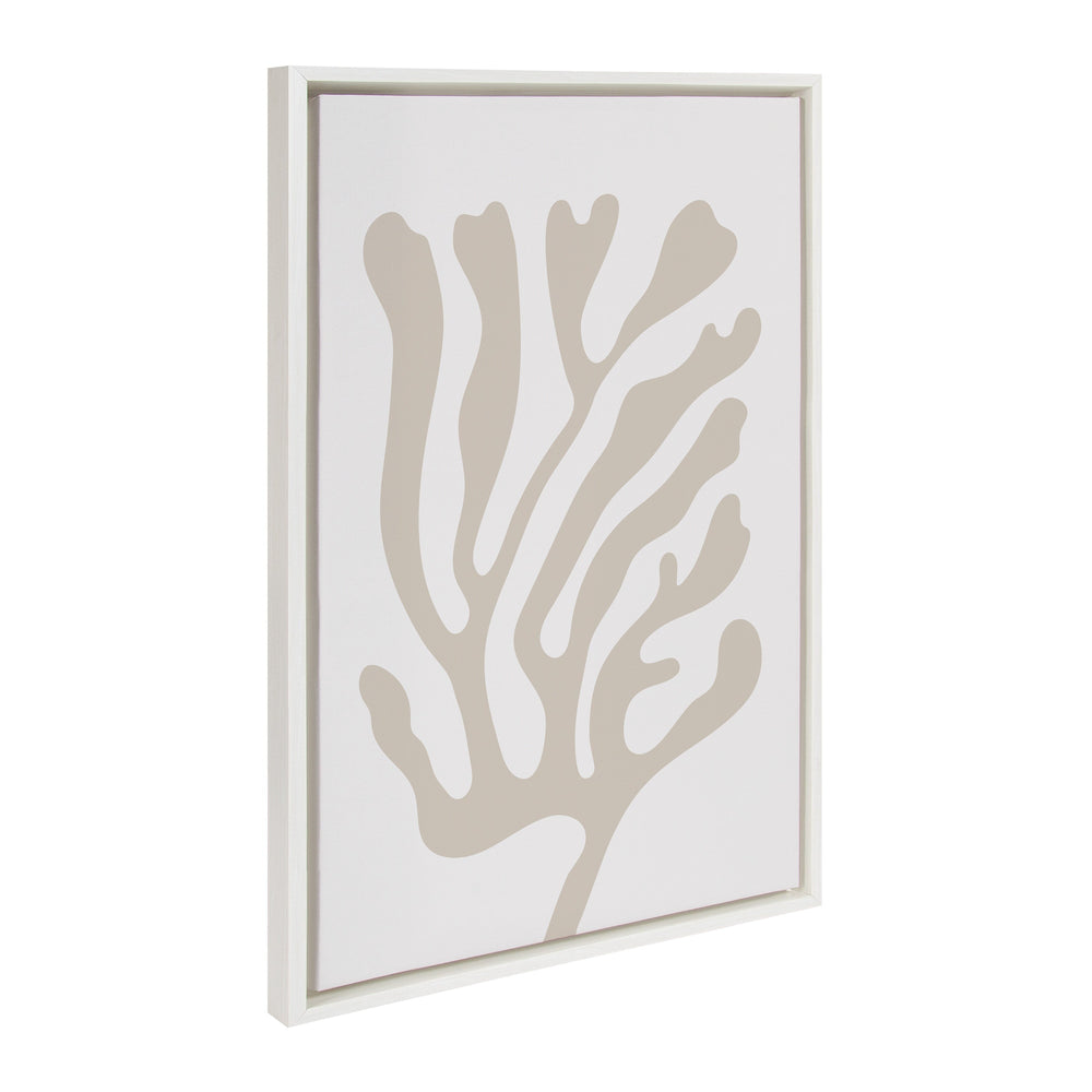 Sylvie Abstract Coral Coastal Beige Framed Canvas by kateandlaurel - main product image for Resin Society