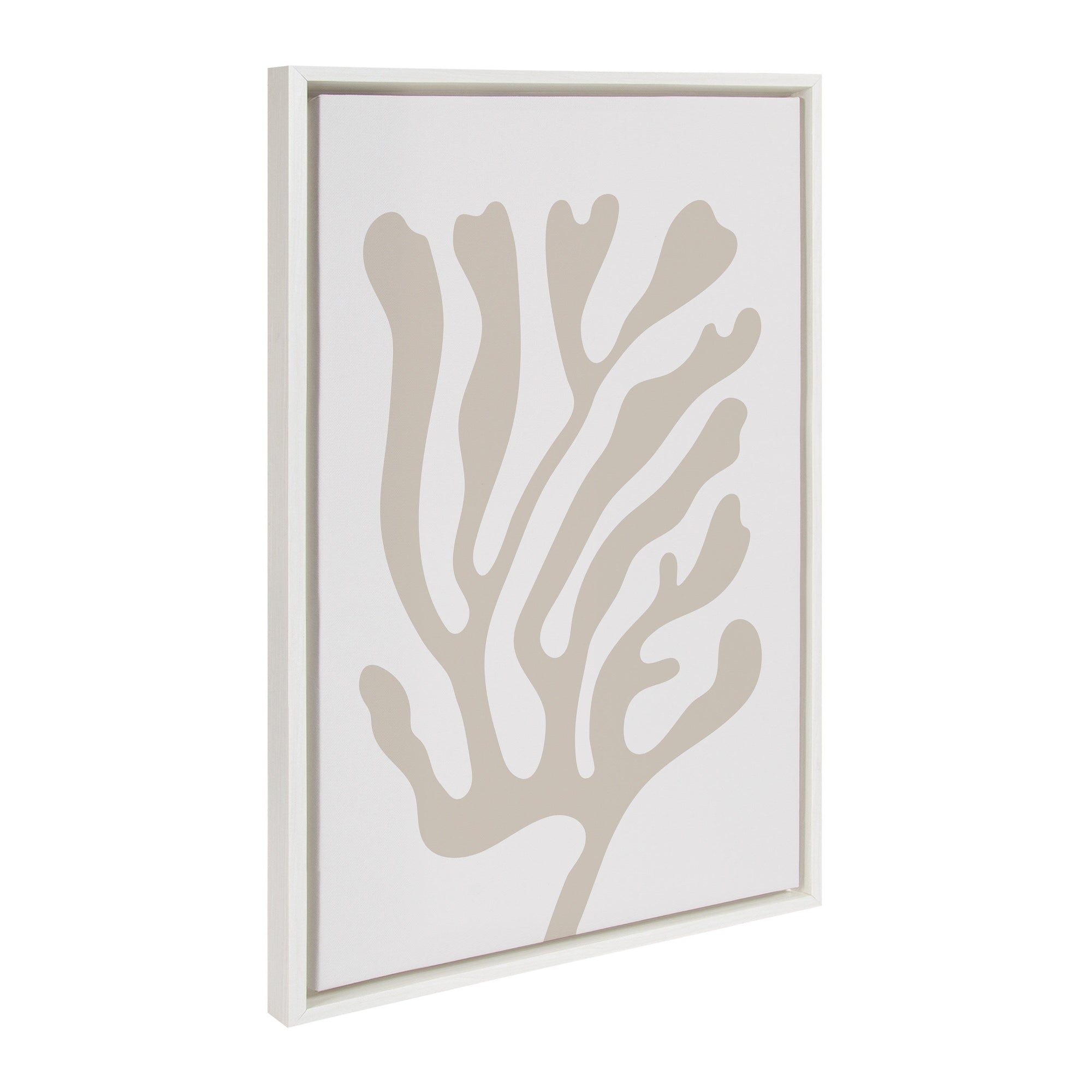 Sylvie Abstract Coral Coastal Beige Framed Canvas by kateandlaurel - main product image for Resin Society