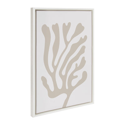Sylvie Abstract Coral Coastal Beige Framed Canvas by kateandlaurel - main product image for Resin Society