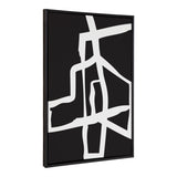 Sylvie Bold Sophisticated Abstract White Stroke Framed Canvas by kateandlaurel - main product image for Resin Society