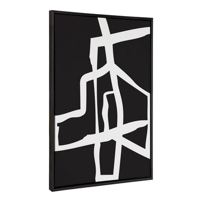 Sylvie Bold Sophisticated Abstract White Stroke Framed Canvas by kateandlaurel - main product image for Resin Society