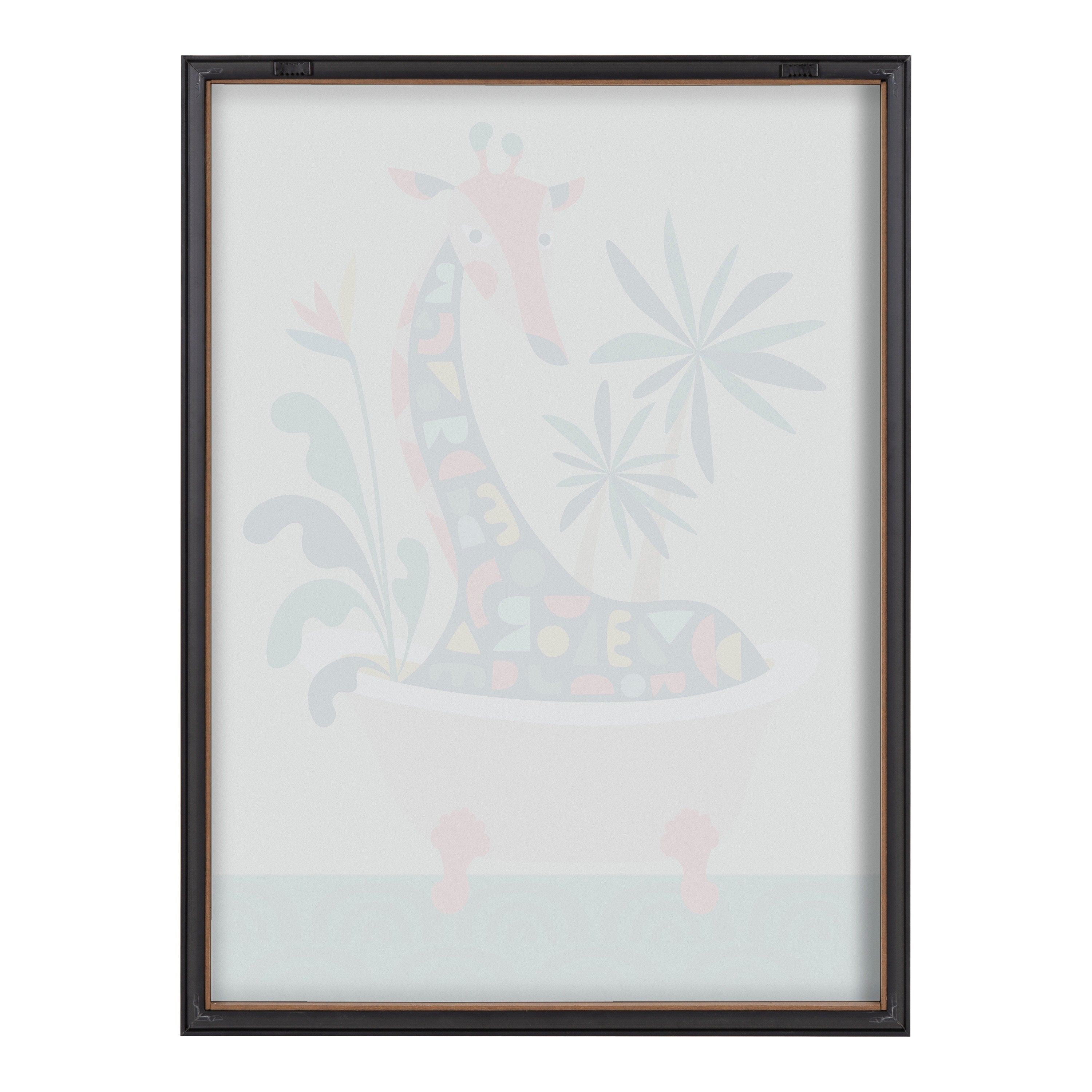 Blake Mid Century Modern Giraffe in Bathtub Framed Printed Glass by kateandlaurel - product image 6 for Resin Society