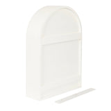 White arch-shaped wall shelf or frame with a flat back and a separate mounting bracket shown beside it, all against a white background.