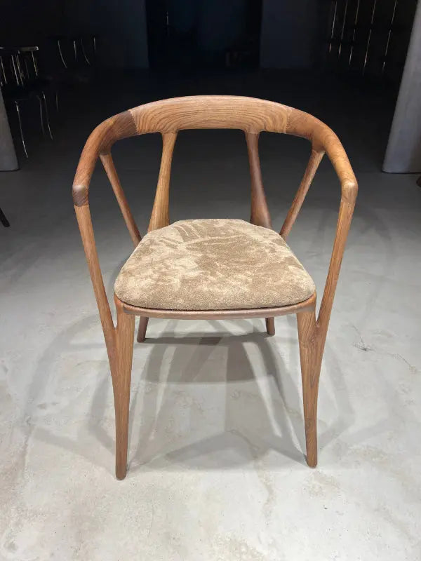 Luxury premium solid walnut chair in Italian style with natural wood finish