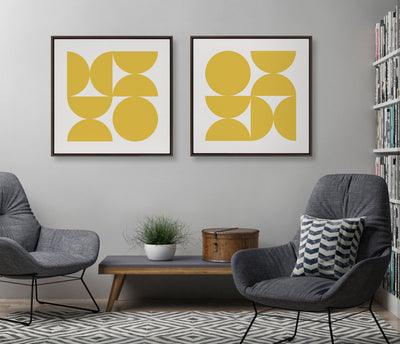 Sylvie Bold Vintage Geometric Sunshine Yellow Framed Canvas by kateandlaurel - product image 5 for Resin Society