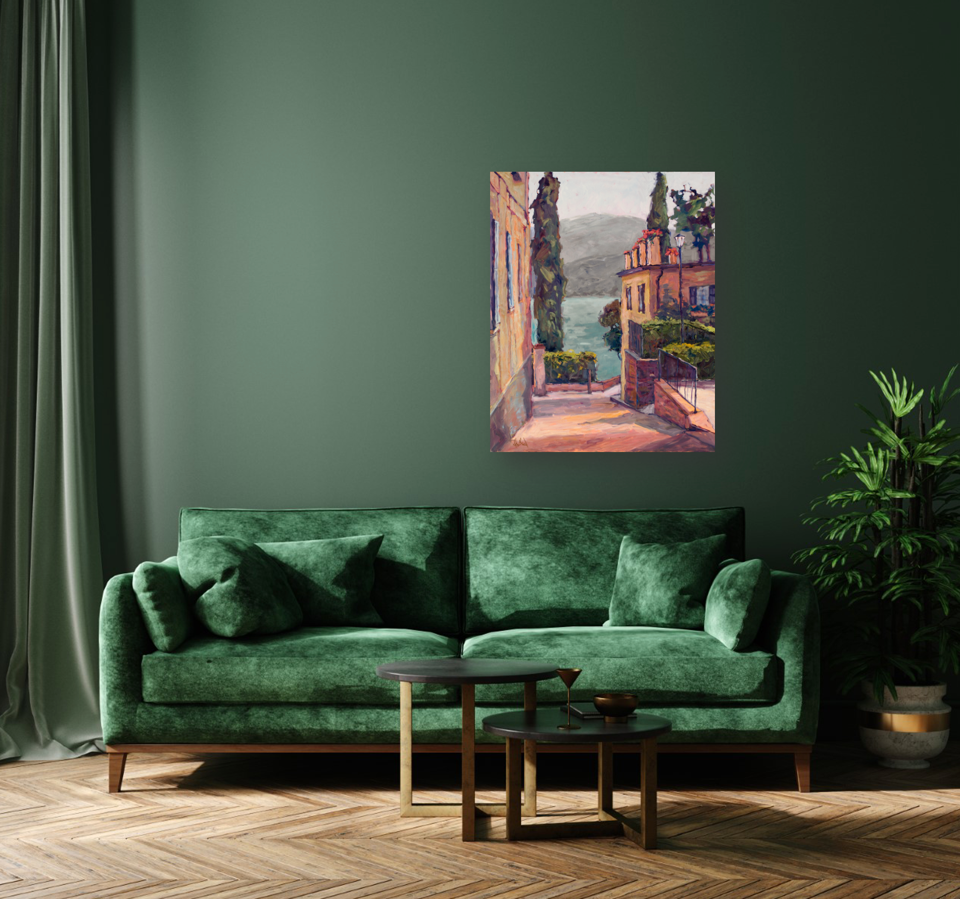 Waterside Villas Artist Enhanced Canvas Print by John Beard Collection - product image 3 for Resin Society