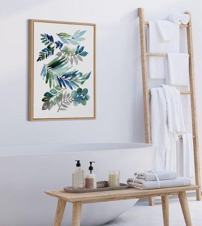 Sylvie Tropic Leaves Blue Framed Canvas by kateandlaurel - product image 12 for Resin Society
