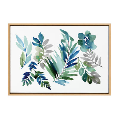 Sylvie Tropic Leaves Blue Framed Canvas by kateandlaurel - product image 9 for Resin Society