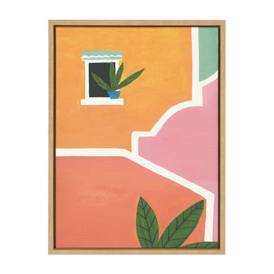 Sylvie Village Walls Framed Canvas by kateandlaurel - main product image for Resin Society