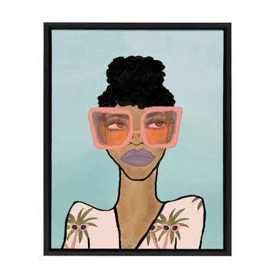 Sylvie Fashion Girl 2 Blue Framed Canvas by Kendra Dandy of Bouffants and Broken Hearts