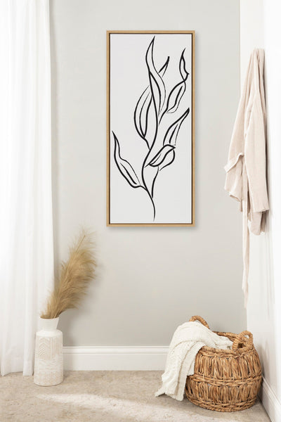 Sylvie Muted Illustrated Botanical Black and White Framed Canvas by kateandlaurel - product image 5 for Resin Society