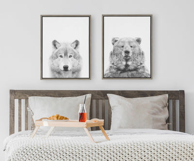 Sylvie Wolf and Bear European Framed Canvas Art Set by Simon Te of Tai Prints