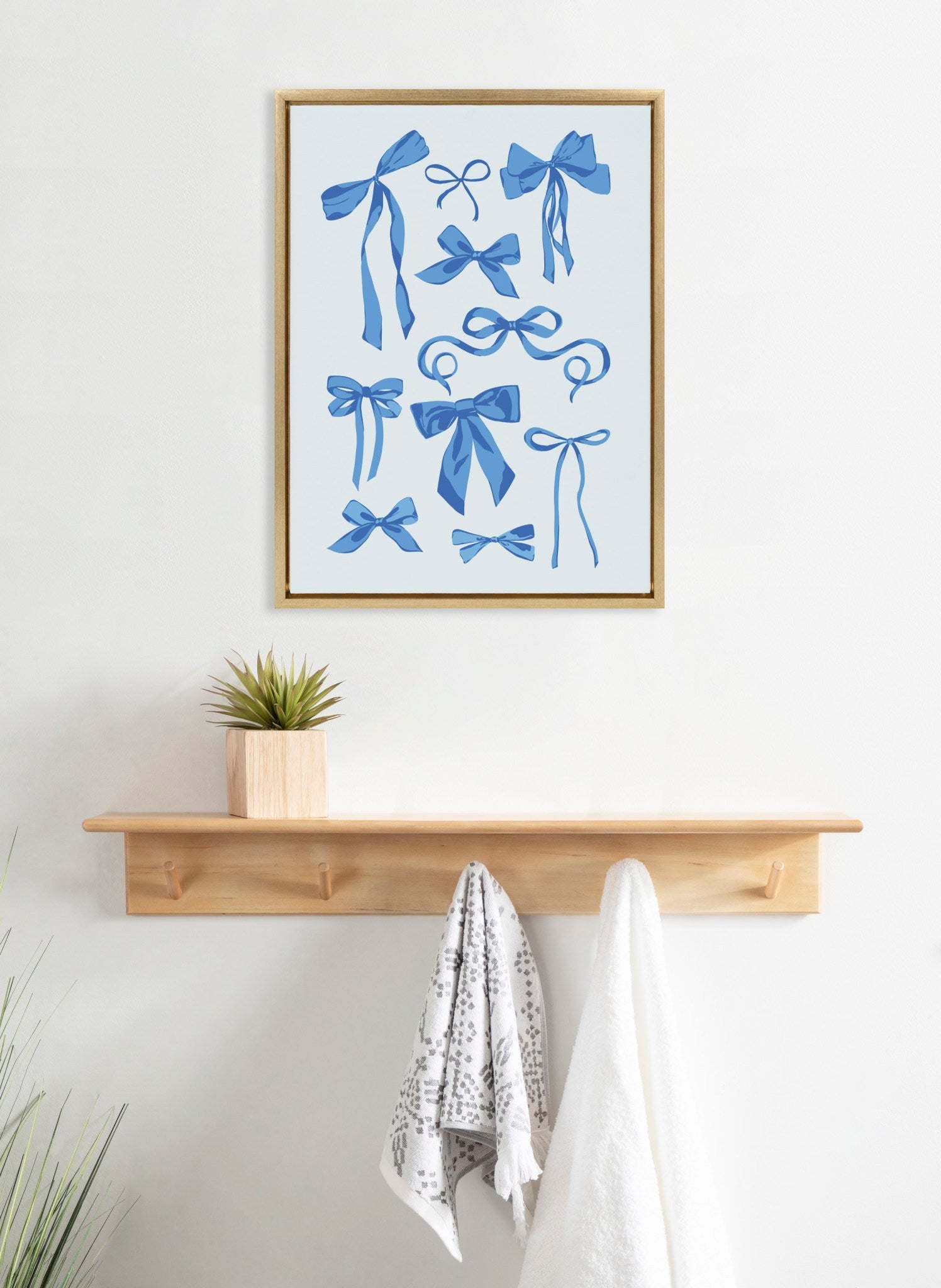 Sylvie Blue Bows Framed Canvas by Honey Island Studio