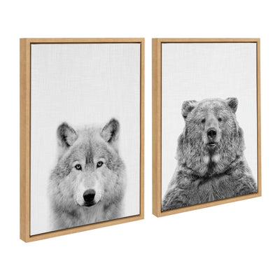 Sylvie Wolf and Bear European Framed Canvas Art Set by Simon Te of Tai Prints