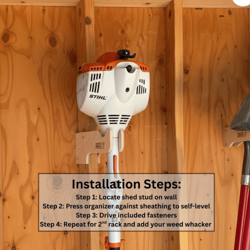 Weed Wacker Organizer Rack -Stud Mounted