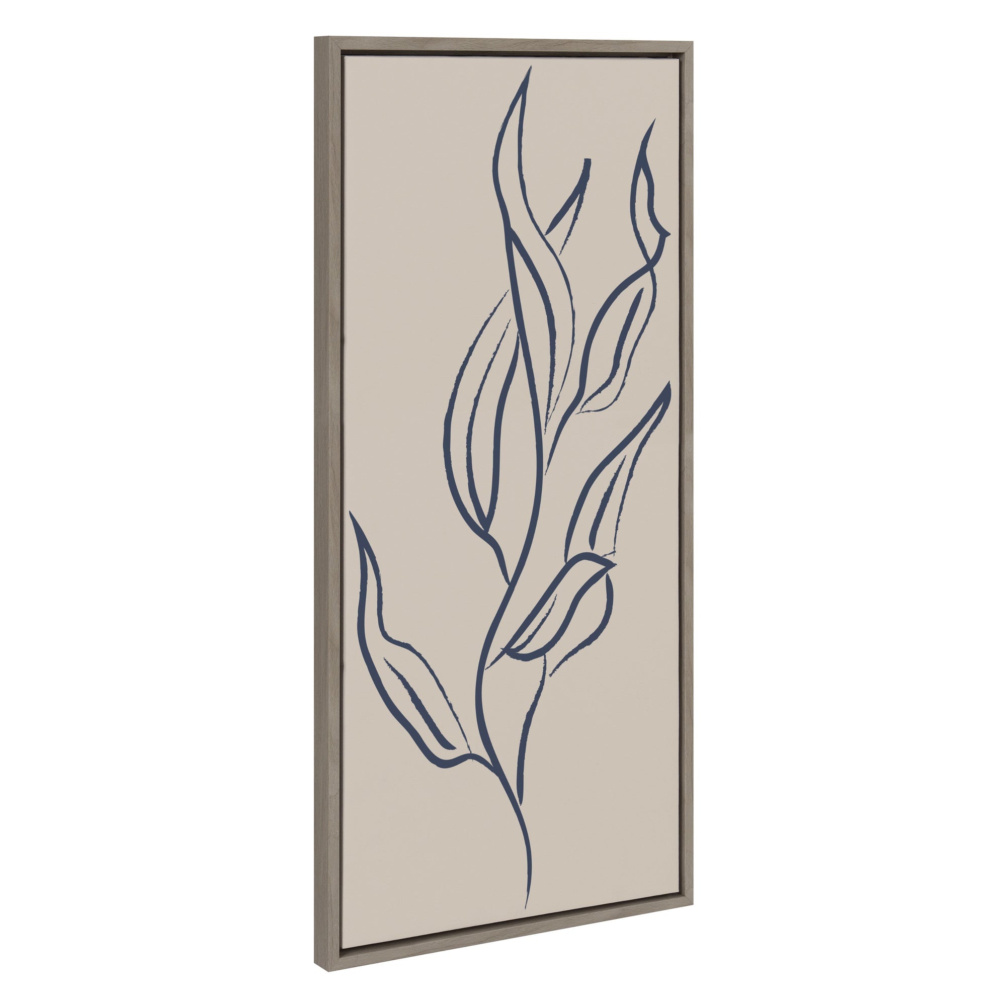 Sylvie Muted Illustrated Botanical Dark Blue and Tan Framed Canvas by kateandlaurel - product image 7 for Resin Society