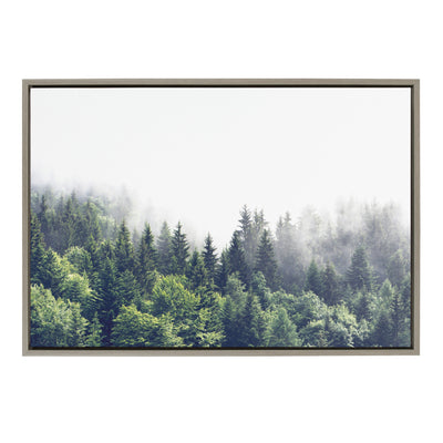 Sylvie Lush Green Forest On A Foggy Day Framed Canvas