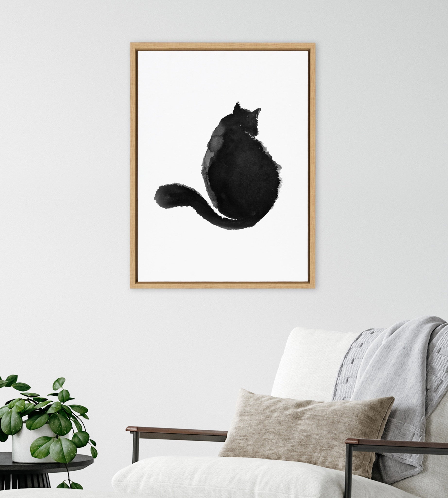 Sylvie Cute Cat BW Framed Canvas by Viola Kreczmer