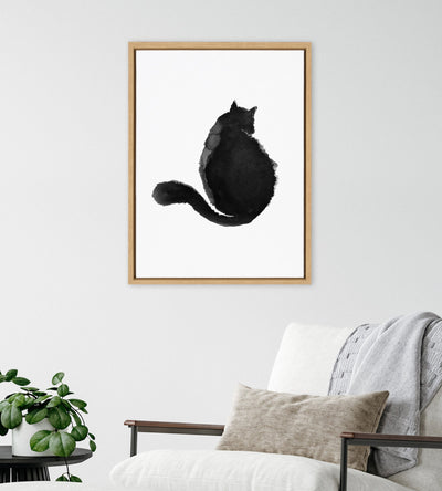Sylvie Cute Cat BW Framed Canvas by Viola Kreczmer