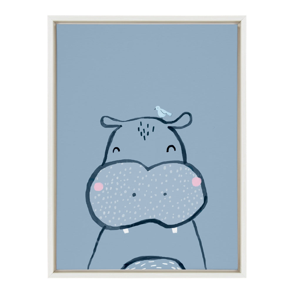 Sylvie Inky Hippo Framed Canvas by Lauradidthis by kateandlaurel - main product image for Resin Society