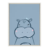 Sylvie Inky Hippo Framed Canvas by Lauradidthis by kateandlaurel - main product image for Resin Society