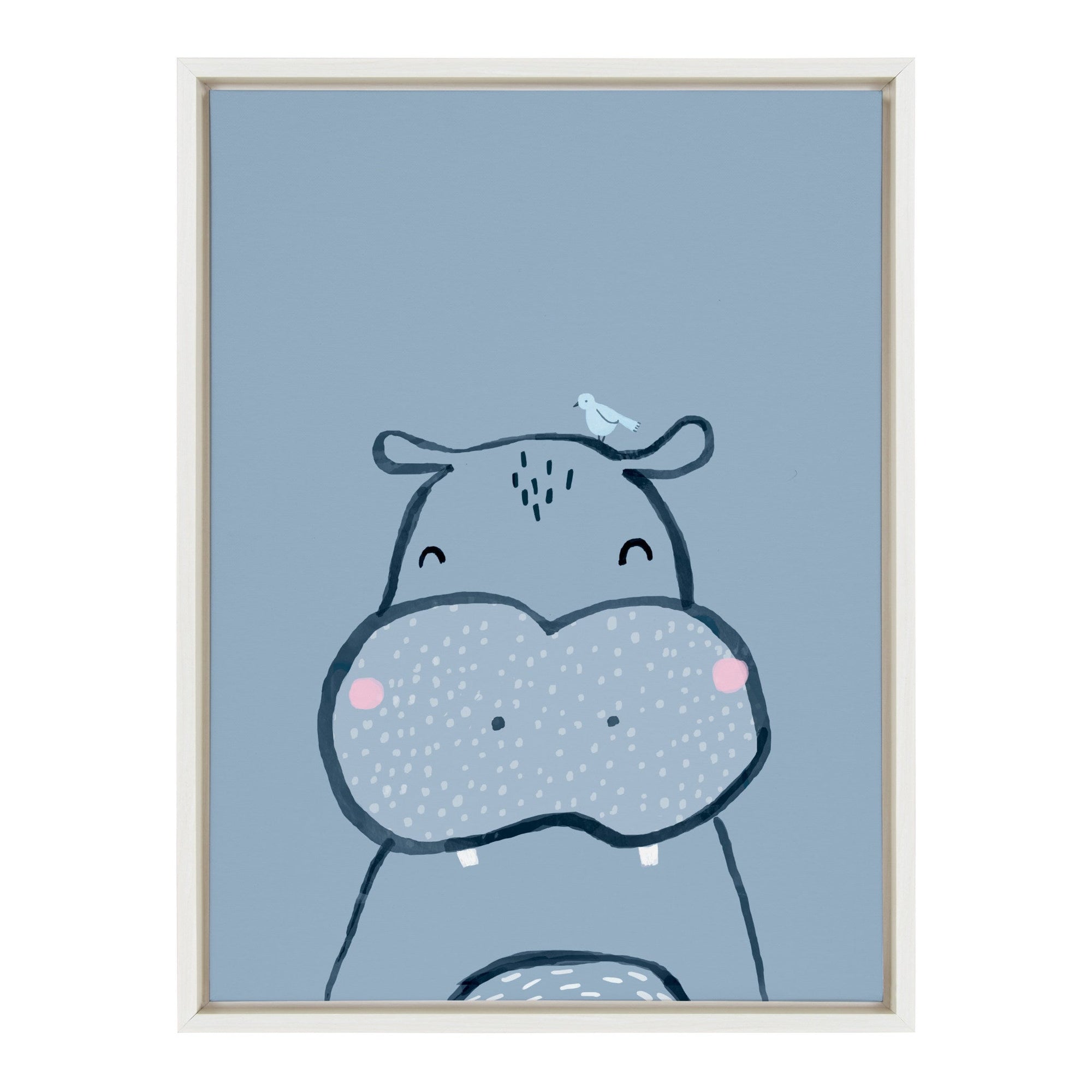 Sylvie Inky Hippo Framed Canvas by Lauradidthis by kateandlaurel - main product image for Resin Society