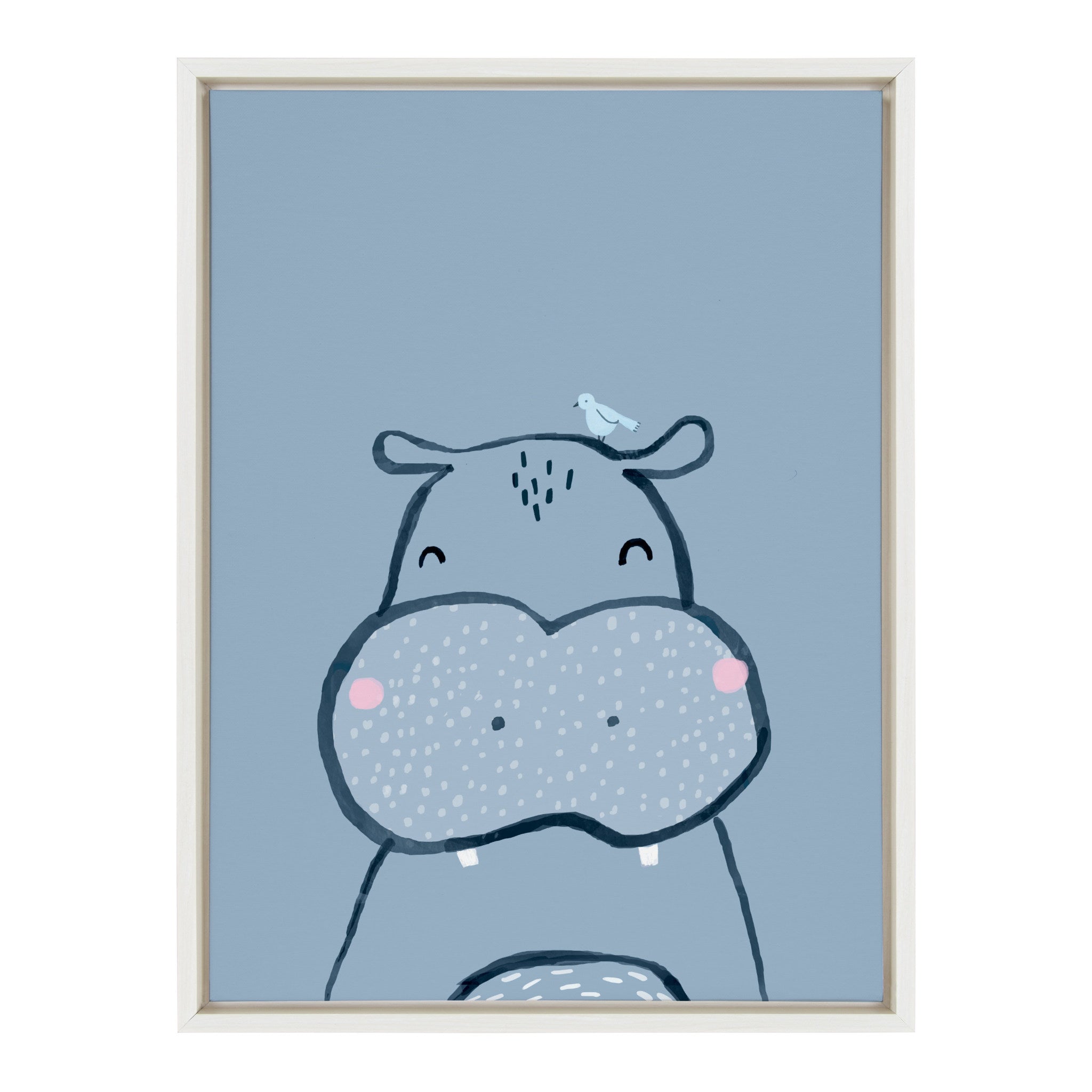 Sylvie Inky Hippo Framed Canvas by Lauradidthis by kateandlaurel - main product image for Resin Society