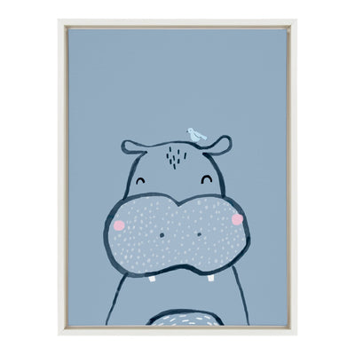 Sylvie Inky Hippo Framed Canvas by Lauradidthis by kateandlaurel - main product image for Resin Society