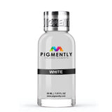 White Liquid Epoxy Dye bottle and resin samples showing translucent white color
