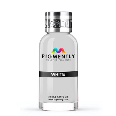 White Liquid Epoxy Dye bottle and resin samples showing translucent white color
