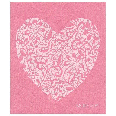 White Heart on Pink Swedish Dishcloth by sweetgum home, LLC - main product image for Resin Society