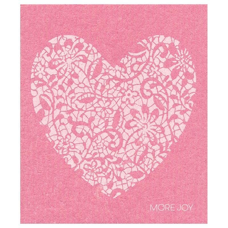 White Heart on Pink Swedish Dishcloth by sweetgum home, LLC - main product image for Resin Society