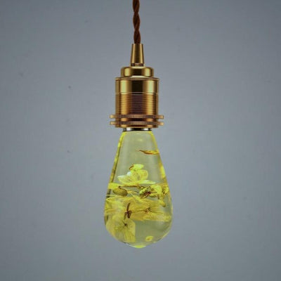 EP Light White Hydrangea handcrafted resin LED bulb with wooden base options