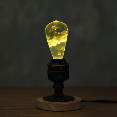 EP Light White Hydrangea handcrafted resin LED bulb with wooden base options