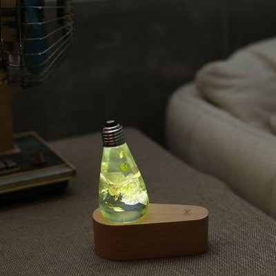 EP Light White Hydrangea handcrafted resin LED bulb with wooden base options