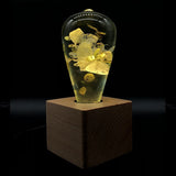 EP Light White Hydrangea handcrafted resin LED bulb with wooden base options