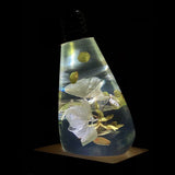 EP Light White Hydrangea handcrafted resin LED bulb with wooden base options