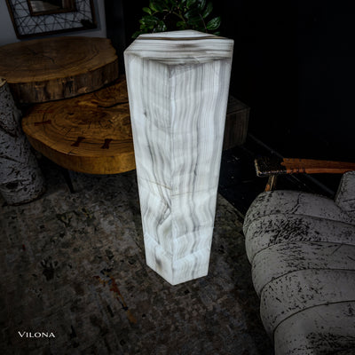 White Ice Onyx Floor Lamp - Small - 39.5"H x 13.5"W - Hexagon - #1 by Vilona Onyx - product image 11 for Resin Society