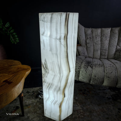 White Ice Onyx Floor Lamp - Small - 39.5"H x 13.5"W - Hexagon - #1 by Vilona Onyx - product image 4 for Resin Society