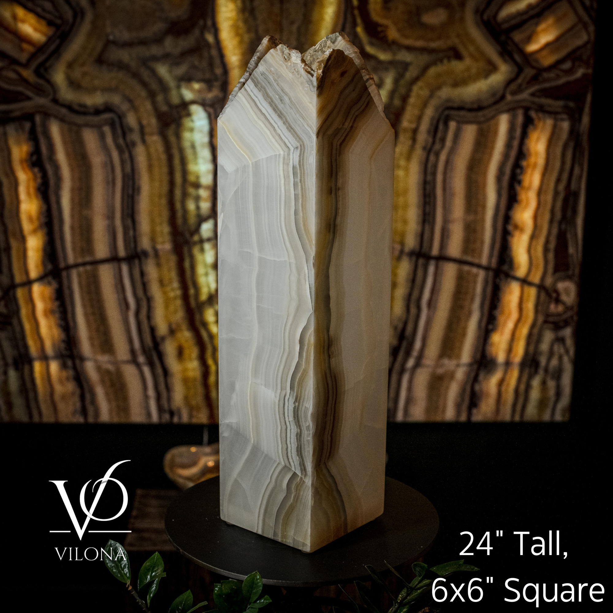 White Ice Onyx Floor Lamp (Live Edge #1) by Vilona Onyx - product image 2 for Resin Society