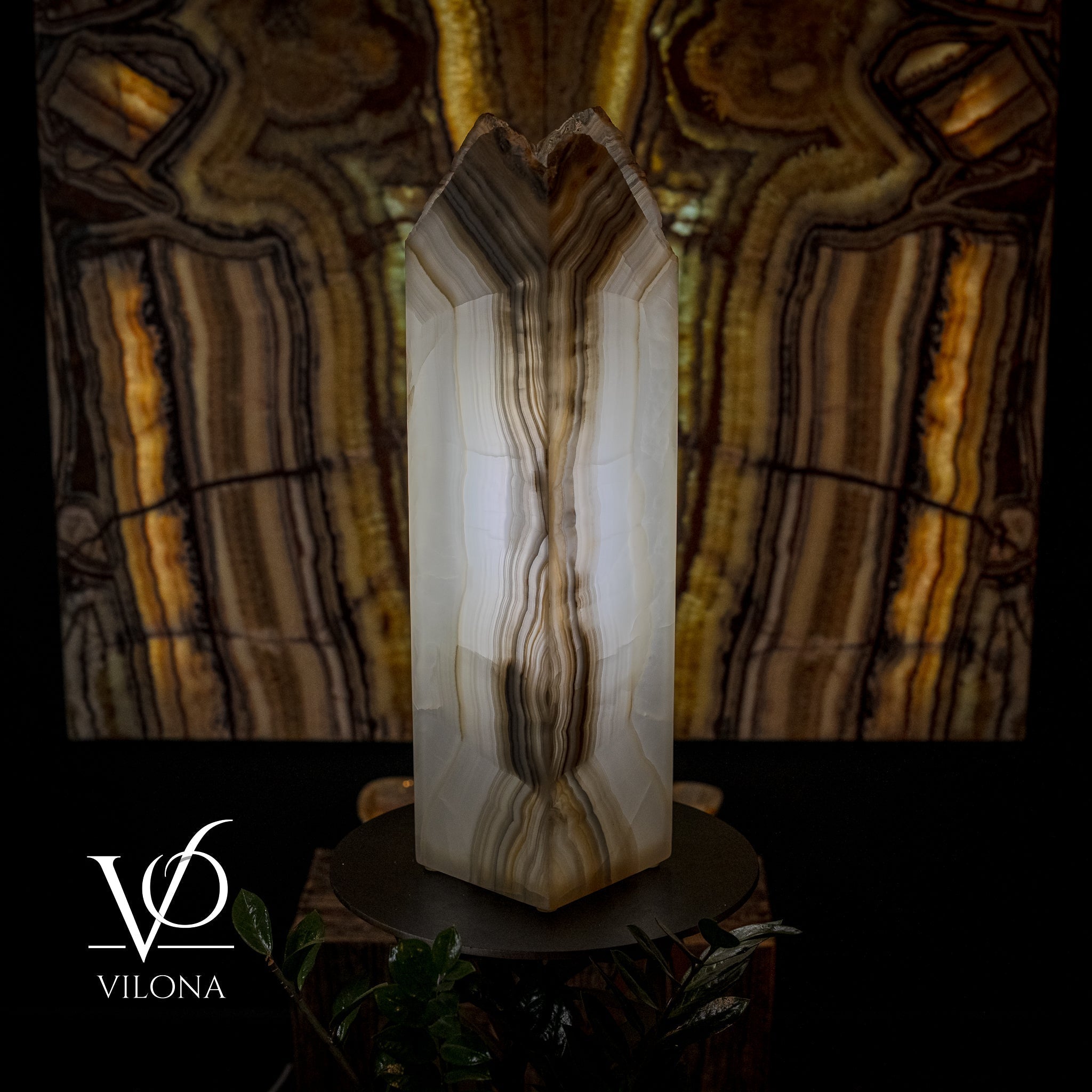 White Ice Onyx Floor Lamp (Live Edge #1) by Vilona Onyx - main product image for Resin Society