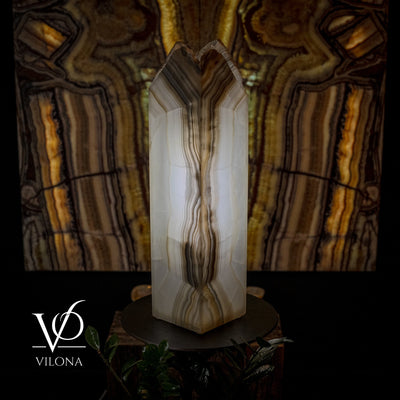 White Ice Onyx Floor Lamp (Live Edge #1) by Vilona Onyx - main product image for Resin Society