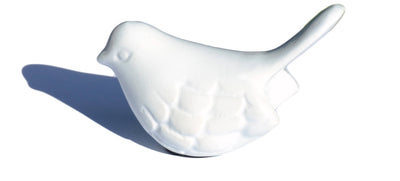 White aluminum bird figurine from Vibhsa on white background