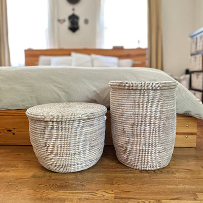 White Flat Lid Floor Basket by Mbare Ltd - product image 3 for Resin Society
