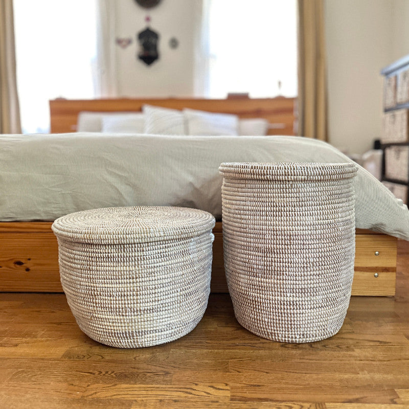 White Flat Lid Floor Basket by Mbare Ltd - product image 3 for Resin Society