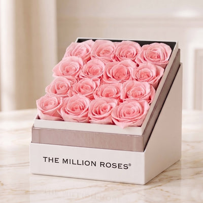 Square White Box | Light Pink Roses