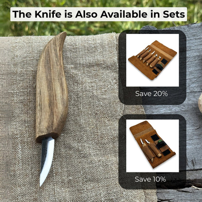 Whittling Knife for Wood Carving with carbon steel blade and ash wood handle