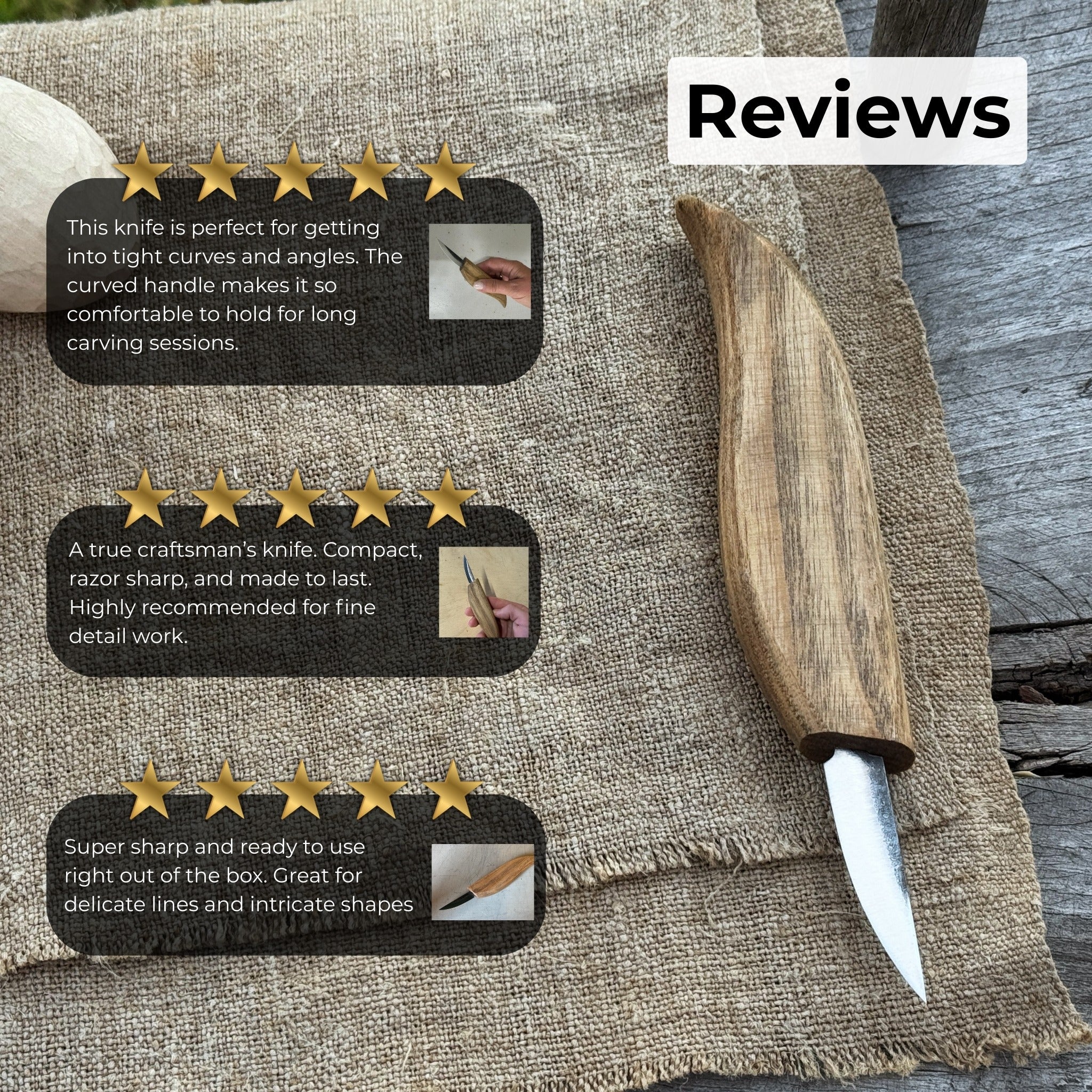 Whittling Knife for Wood Carving with carbon steel blade and ash wood handle